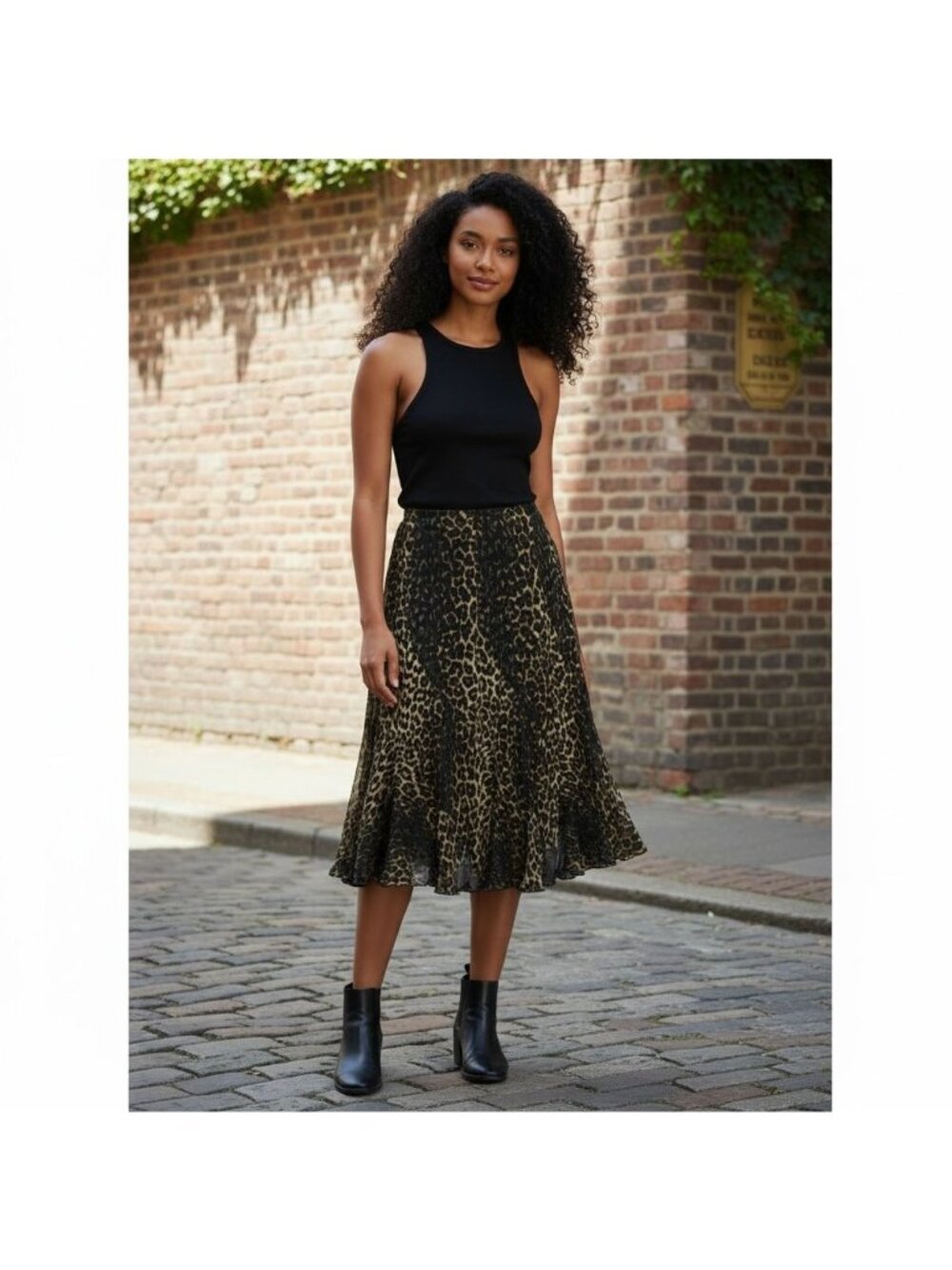 Vtg Dana Buchman Womens Skirt Size 8 Silk Animal Print Flared Flounce Y2K
